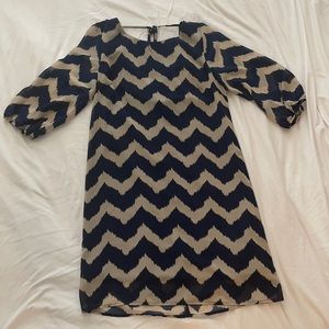 Navy Blue & Gray Chevron Size Small Dress